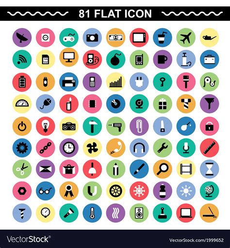 Flat icons Royalty Free Vector Image - VectorStock