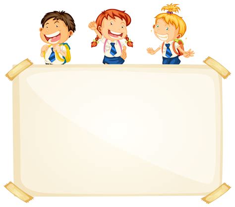 Frame Template Design With Three Happy Students 1211806 Vector Art At