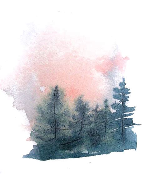 Watercolor Painting Drawing Watercolor Pine Forest 542 640 Transprent Png Free Download Pink