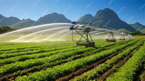 Premium Photo | Irrigation system watering a field of crops