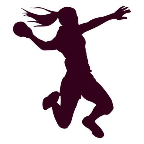 Jumping Girl Handball Player People Silhouette AD Handball Girl