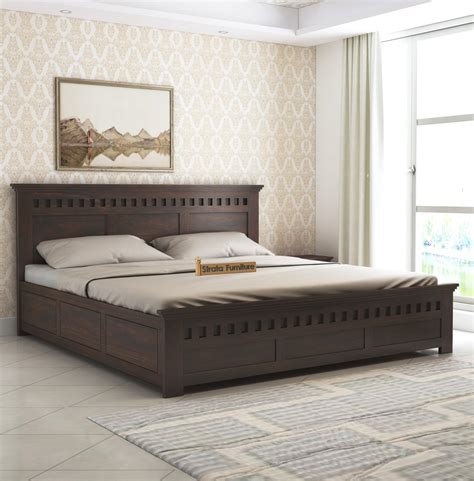 Ganpati Arts Solid Sheesham Wood Scott King Size Bed With Hydraulic