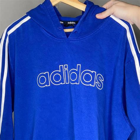 Adidas Blue Hoodie Condition is Preloved! Size:NA... - Depop