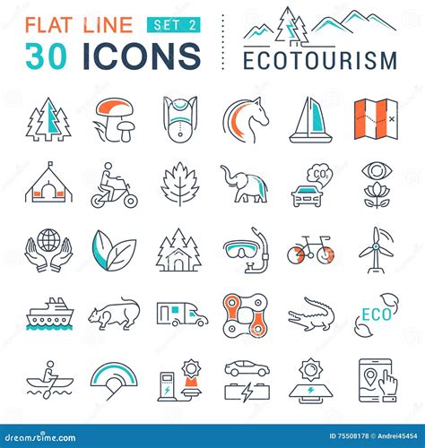 Ecotourism Set Collection Of Eco Friendly Tourism Design Elements