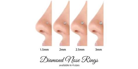 Body Piercing Size Chart Freshtrends Nose Ring Sizes Gold Nose