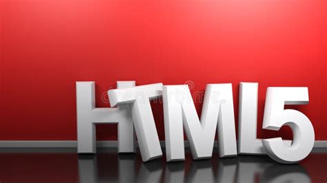 Html5 White 3d Write At Red Wall 3d Rendering Stock Illustration