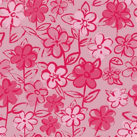 Rosa Grunge Blume Musterdesign Handgezeichnete Grafik Hintergrund