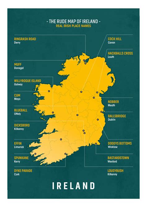 A rude map of Ireland: real Irish place names. - Maps on the Web