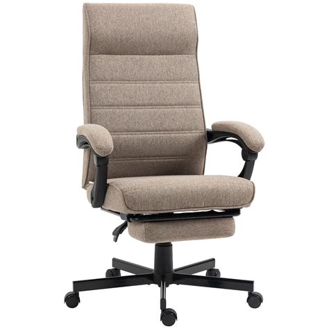 Vinsetto High Back Home Office Chair Linen Swivel Reclining Chair With