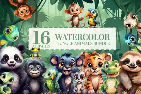 16 Jungle Baby Animals Clipart - Design Cuts