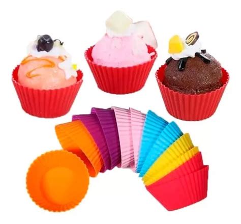 Kit 12 Formas Em Silicone Para Bolos Cupcake Empadas Muffins