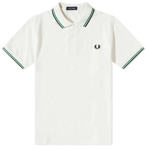 Fred Perry Authentic Mens Slim Fit Twin Tipped Polo Shirt In Light Ecrufred Perry Greennvay