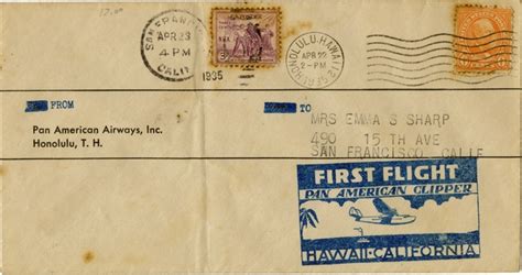 Images Airmail Flight Cover Pan American Airways First Pacific