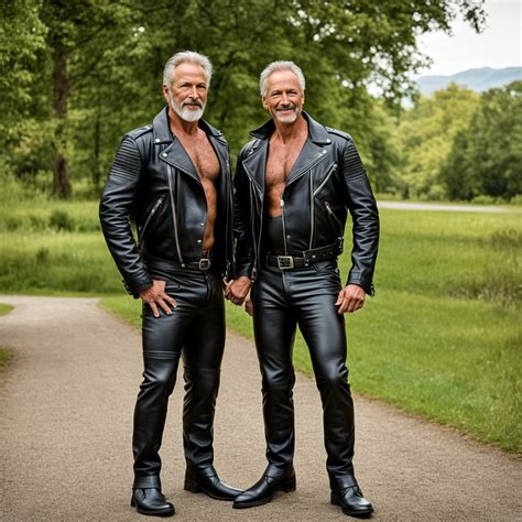 Two Sexy Salt And Pepper Dads Muscular Macho Gay German Leat By