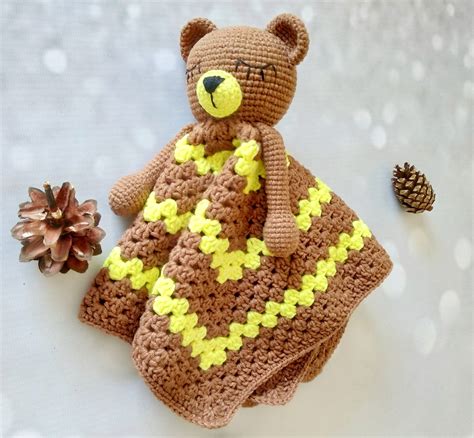 Teddy Bear Comforter Crochet Pattern Bear Lovey Amigurumi Etsy