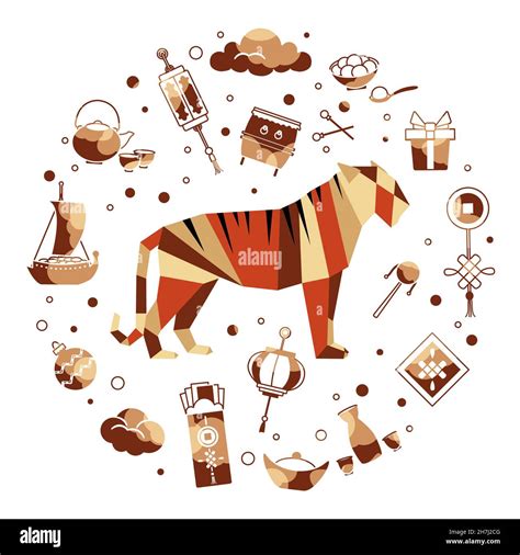 Happy new year Vector illustration Origami Tiger Annual animal zodiac ...