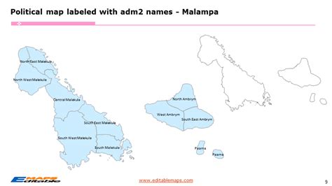 Vanuatu map with 6 Provinces and 66 Municipalities - Editable PowerPoint Maps