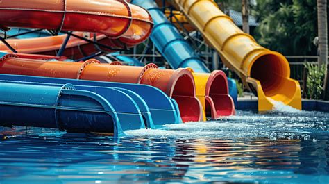 Fond Toboggans Aquatiques Pour Adultes Avec Tuyaux Dans Un Parc