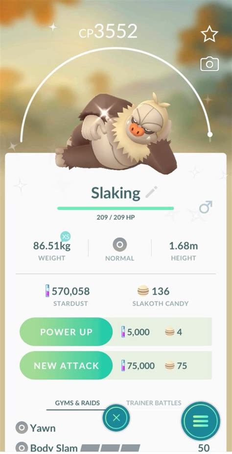 Pokémon GO screenshot of Shiny Slaking with the Pokémon GO Community ...