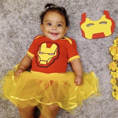 Homem De Ferro Bebe - Conjunto Body Bebê Luxo Tule Homem de Ferro Menina | Baby Dress