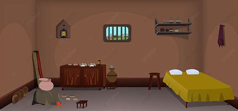 Village Room Inside Cartoon Background Vector Poor Interior ...