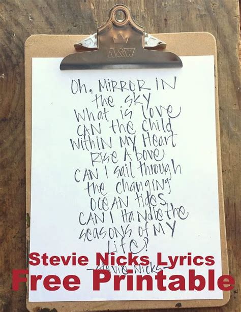 Free Printable Stevie Nicks Lyrics. Landslide Lyrics/ I love Stevie ...