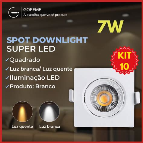 Kit Lumin Ria Spot Led Quadrado Direcion Vel W Embutir Gesso Teto