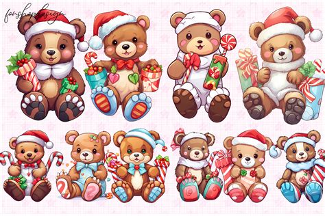 Cute Christmas Socks Teddy Bear Clipart Graphic By Fonshopdesign · Creative Fabrica