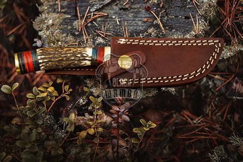 Native American Hunting Skinner Knife Twist Damascus Stag Knife