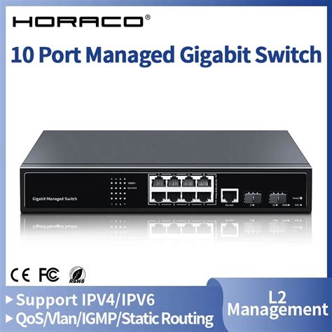 Horaco 10 Port Managed Gigabit Ethernet Switch 1000mbps L2 Management