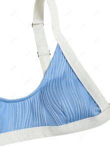 Wave Textured Contrast Piping Thong Bikini Set In SKY BLUE ZAFUL 2026