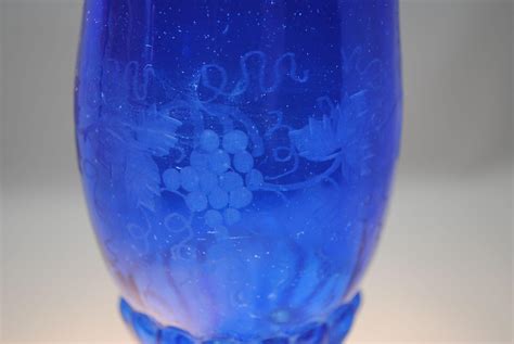 Victorian Cobalt Blue Hand Holding Torch Art Glass Vase From