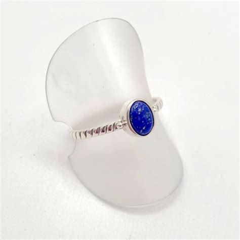 Bague Argent Pierre Torsade Ovale Lapis Lazuli