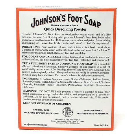 Johnsons Foot Soap Powder Packets Quick Dissolve 8 Count Stayjuve