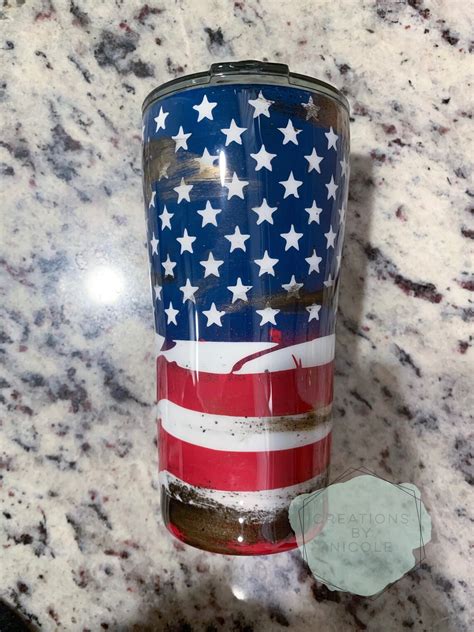 Distressed American Flag Tumbler Mens Tumbler Tumblers For Man Etsy