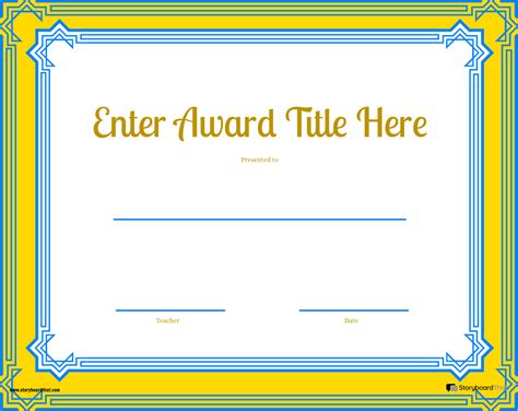 Award Page Template 6 Storyboard by worksheet-templates