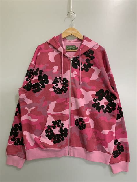 denim tears pink camo cotton wreath zip