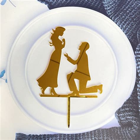 Jual CAKE TOPPER AKRILIK PASANGAN LAMARAN COUPLE PROPOSAL WILL YOU