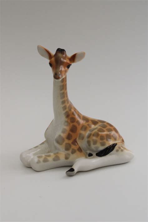 Ussr Vintage Lomonosov Russia Porcelain Figurine Resting Giraffe