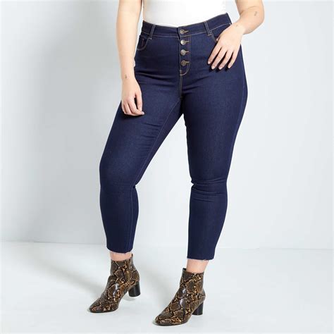 Jean Slim Taille Haute Grande Taille Femme Bleu Kiabi