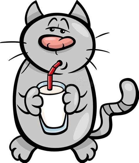 Cat Drink Milk Cartoon Illustration Stock Vector - Image: 49551593