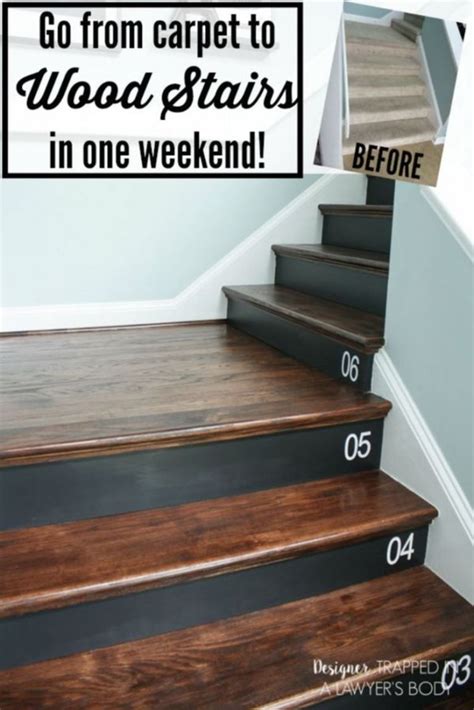 From Carpet To Diy Hardwood Stairs Step By Step Tutorial Diy