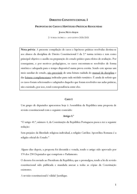 M Dulo De Casos Pr Ticos Resolu O Direito Constitucional I