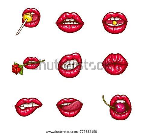 Conjunto De Labios Femeninos Sensuales Con Vector De Stock Libre De