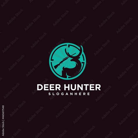 Deer Hunting Club Logo Design Template Vector Silhouette Of Deer Head