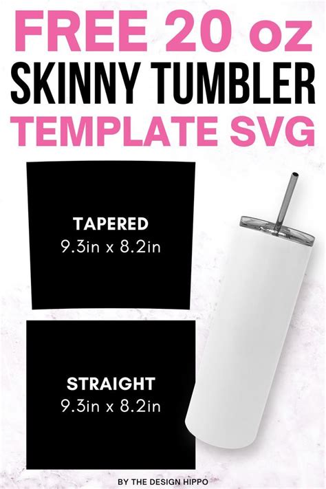 display of free 20 oz skinny tumbler template SVG images along with a ...