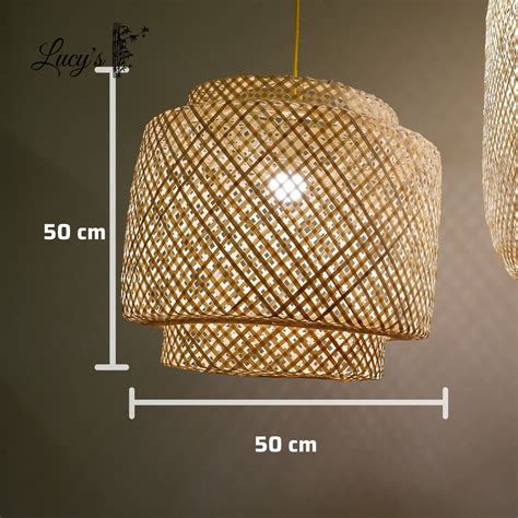 Bamboo Chandelier Lighting Woven Hanging Lamp For Boho Room Etsy