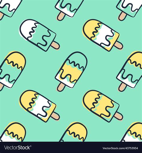 Hand Draw Doodle Ice Cream Seamless Pattern Vector Image