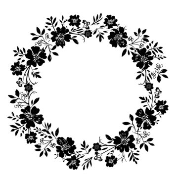 Floral Wreath In Silhouette Style Flower Wreath Floral PNG