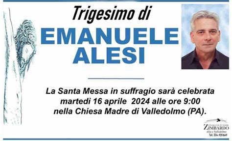 Funerali E Annunci Funebri A Valledolmo Emanuele Alesi Funer